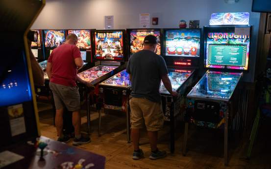 Arcade games being played at Bartari in Downtown Scranton, PA