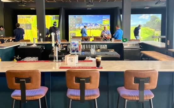 The interior of Seven Under Golf & Social in Downtown Scranton, PA