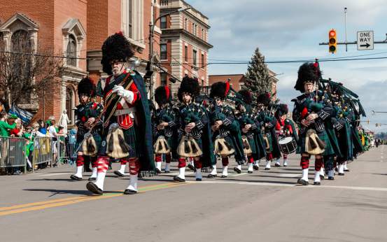Bagpipers in the Scranton St. Patrick's Parade in Downtown Scranton, PA