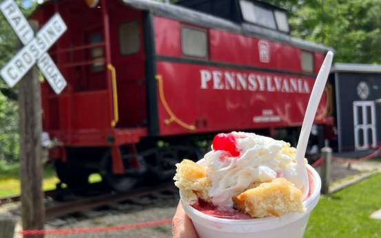 Ice cream sundae at the Caboose Food & Ice Cream in Madison Twp, PA