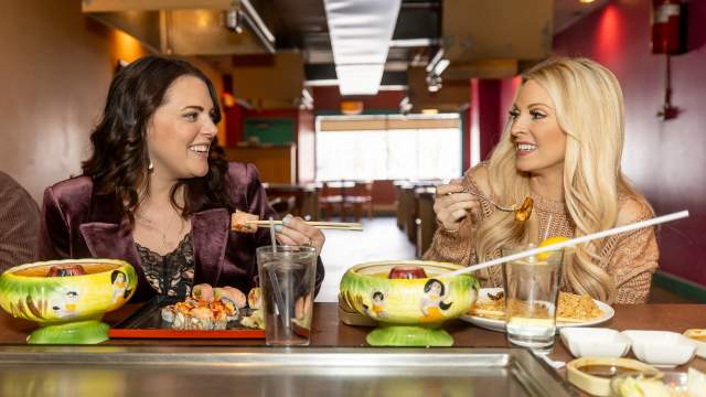 Two women eating lunch at Robata Sushi & Hibachi in Downtown Scranton, PA