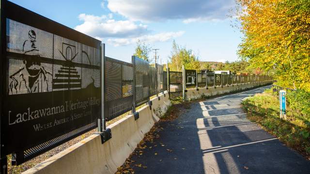 Art panels along the Lackawanna River Heritage Trail