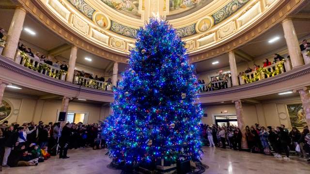 Christmas tree in the rotunda at Marywood University in Scranton, PA