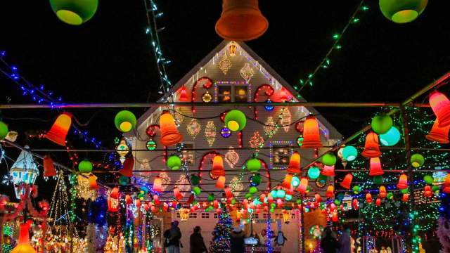 Decorations and holiday lights at the Peckville Christmas House in Peckville, PA
