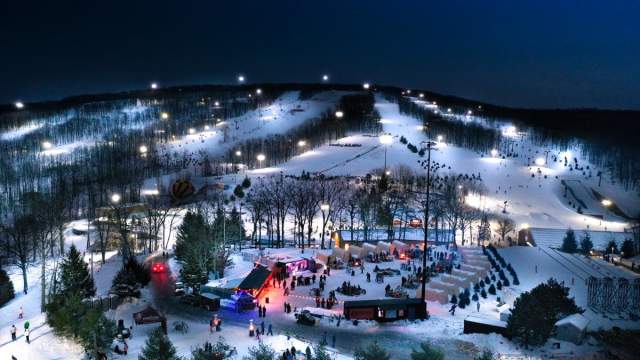 Montage Mountain Resorts at night in the Winter in Scranton, PA