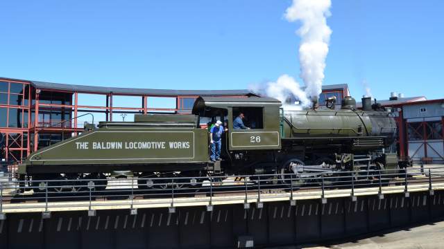 Baldwin locomotive on the turntable at Steamtown National Historic Site in Scranton, PA