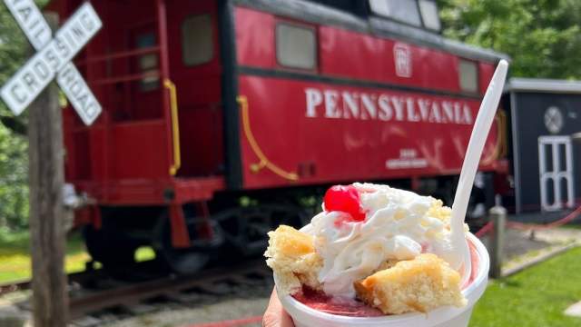 Ice cream sundae at the Caboose Food & Ice Cream in Madison Twp, PA