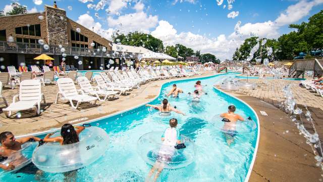 People enjoying Montage Mountain Lazy River on a sunny day