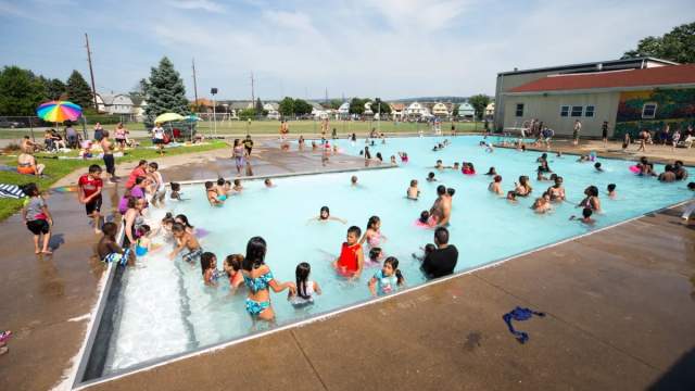 people swimming at Weston Park Pool in Scranton, PA