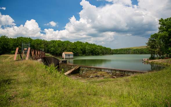 The Dunmore Reservoir on a summer day in Dunmore, PA