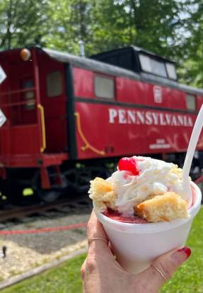 Ice cream sundae at the Caboose Food & Ice Cream in Madison Twp, PA