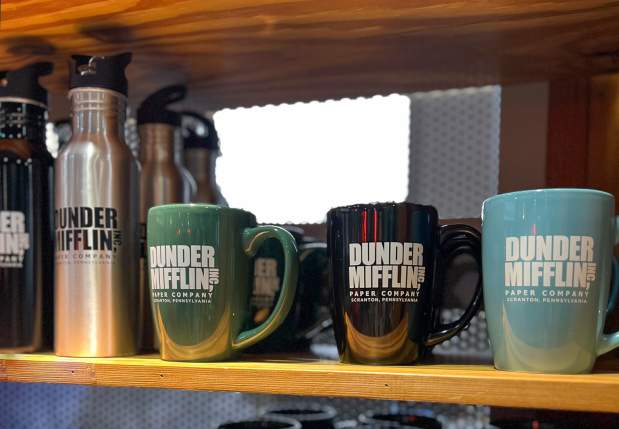 Dunder Mifflin mugs at the Electric City Trolley Museum's Gift Shop