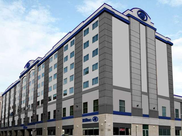 The exterior of the Hilton Scranton & Conference Center in Downtown Scranton, PA