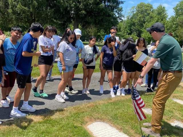A group of students on the Destinatoin Freedom tour in Waverly, PA