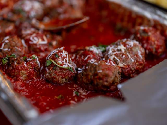 A tray of meatballs at La Festa Italiana in Downtown Scranton, PA