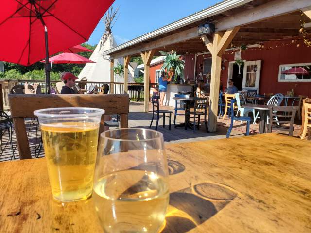 A glass of wine at Ritter's Winery and Cidery