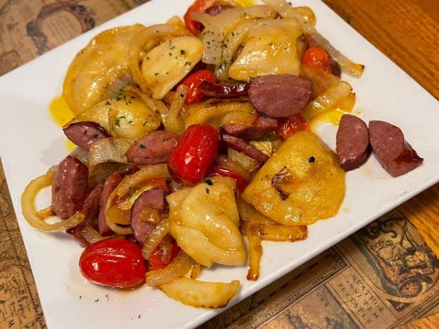A plate of pierogies at Cooper's Seafood House in Scranton, PA