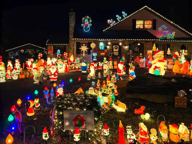 Holiday lights on display at the Jessup Christmas House in Archbald, PA