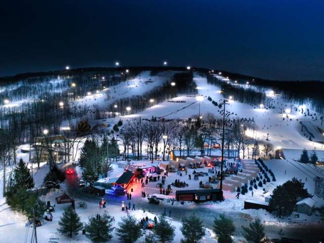 Montage Mountain Resorts at night in the Winter in Scranton, PA