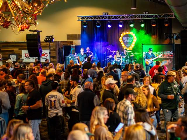 A crowd of people taking in a live performance at the Rhythm & Brews festival at Montage Mountain Resorts in Scranton, PA