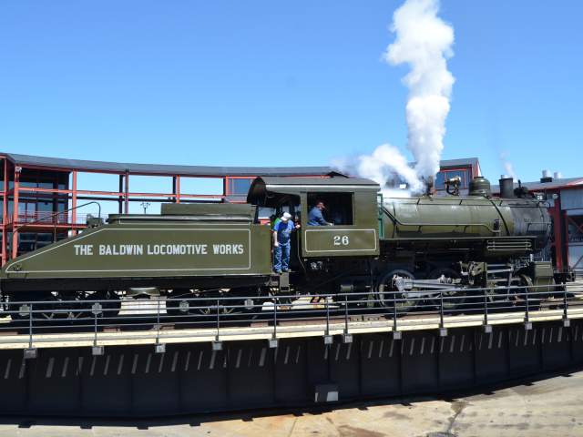 Baldwin locomotive on the turntable at Steamtown National Historic Site in Scranton, PA