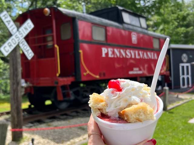 Ice cream sundae at the Caboose Food & Ice Cream in Madison Twp, PA