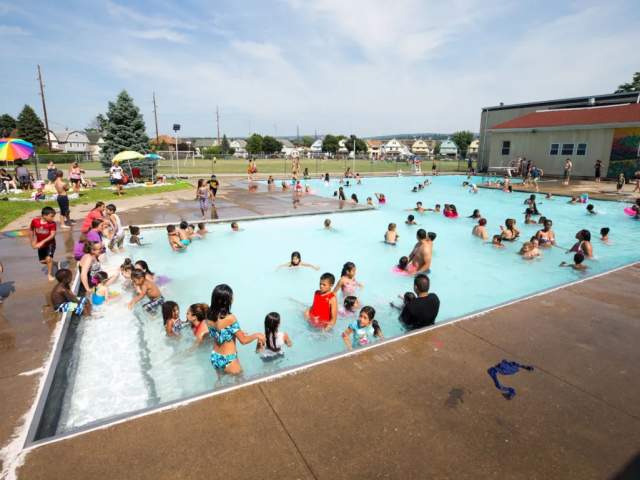 people swimming at Weston Park Pool in Scranton, PA