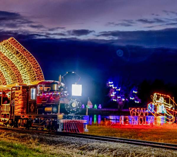 The Lakeland Express train ride at the Halloween Light Show at Lakeland Orchard & Cidery in Scott Township