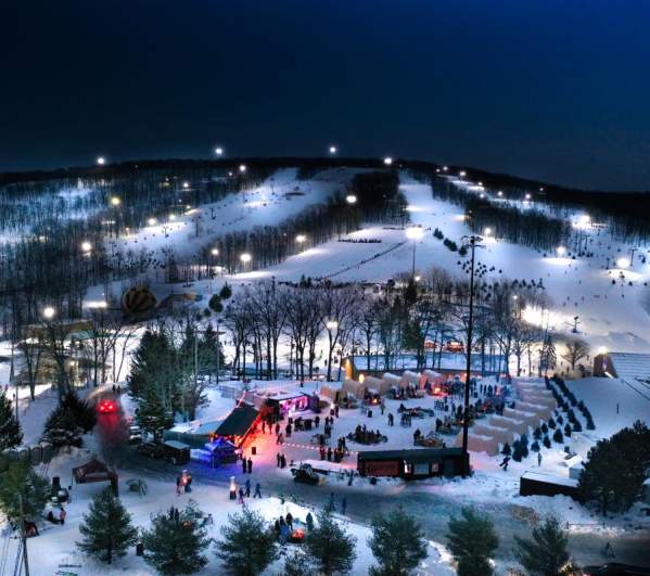 Montage Mountain Resorts at night in the Winter in Scranton, PA