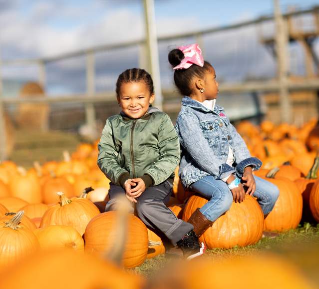 Children at the Pumpkin Harvest Festival at Roba Family Farms in North Abington Township, PA