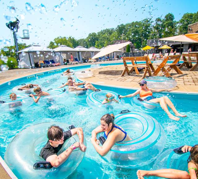 Waterpark goers floating on the Lazy River at Montage Mountain Resorts in Scranton, PA