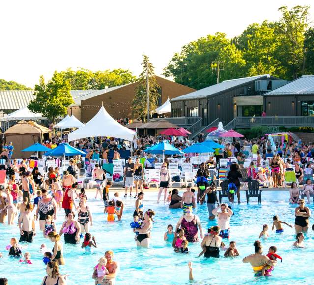 Waterpark goers at the Wavepool at Montage Mountain Resorts in Scranton, PA