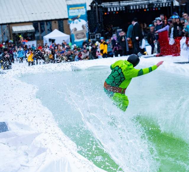 The pond skim at Mountainfest at Montage Mountain Resorts in Scranton, PA