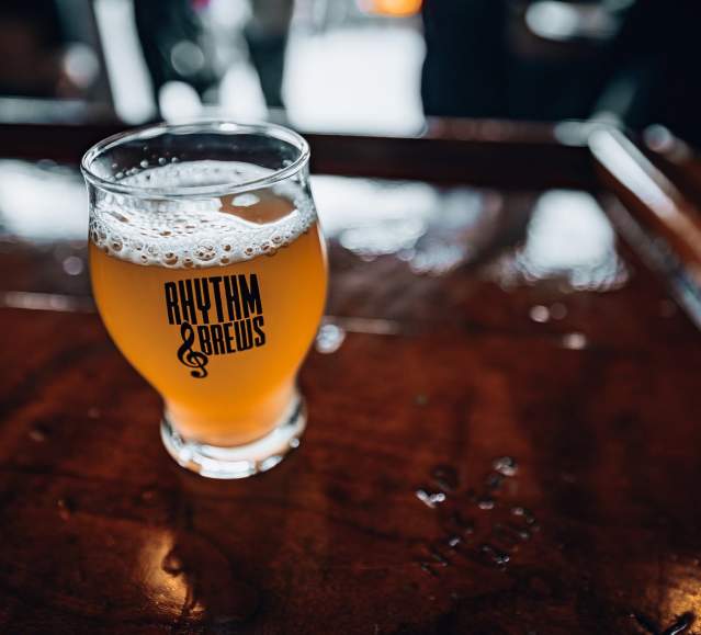 A sampling glass filled with beer at the Rhythm & Brews festival at Montage Mountain Resorts in Scranton, PA