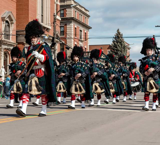 Bagpipers in the Scranton St. Patrick's Parade in Downtown Scranton, PA
