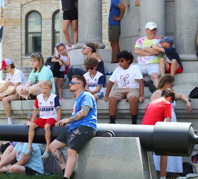 Fans watching the game at the World Cup Fan Zone in Downtown Scranton, PA
