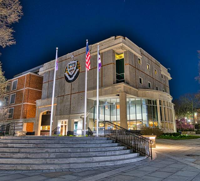 The University of Scranton at night in Scranton, PA