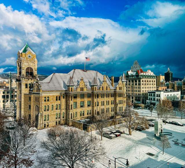 Snow-Covered Courthouse Square in Downtown Scranton, PA
