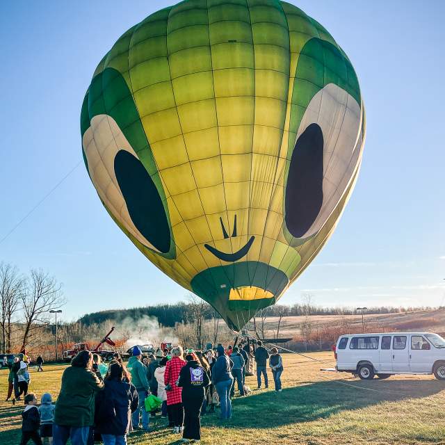 An alien-themed hot air balloon at the Carbondalien Festival in Carbondale, PA
