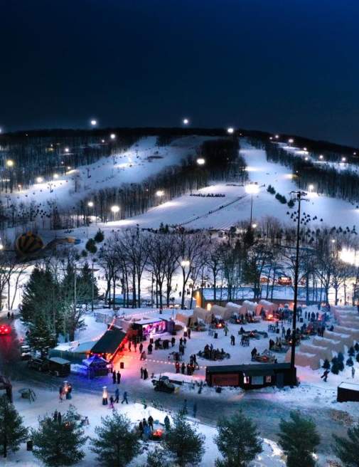 Montage Mountain Resorts at night in the Winter in Scranton, PA