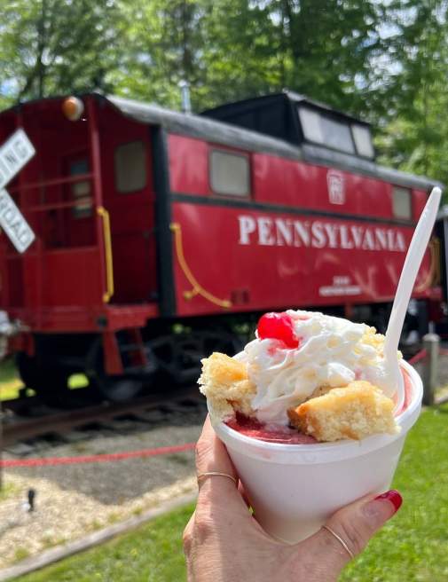 Ice cream sundae at the Caboose Food & Ice Cream in Madison Twp, PA