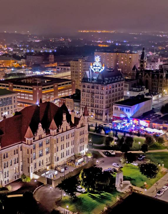 Downtown_Scranton_Night_Access_Aerial_155_LCVB