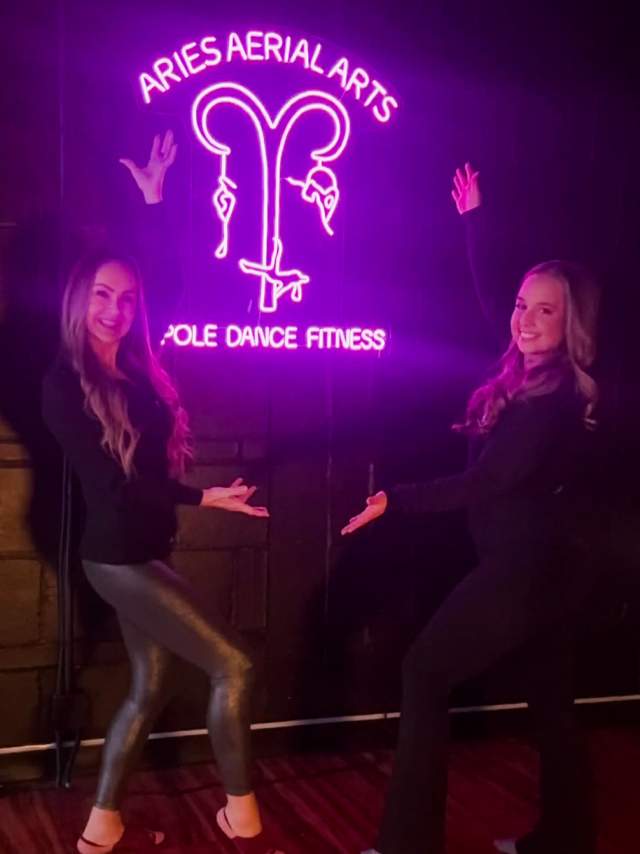 MJ Carlesi and Skye Rachko of Aries Aerial Arts & Pole Dance Fitness