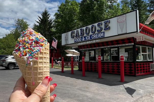 Ice cream cone at the Caboose Food & Ice Cream in Madison Twp, PA