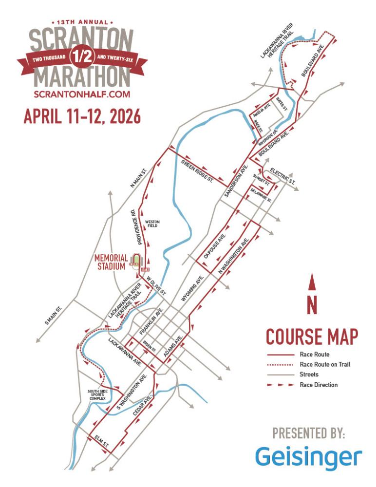 The 2026 Scranton Half Marathon Map