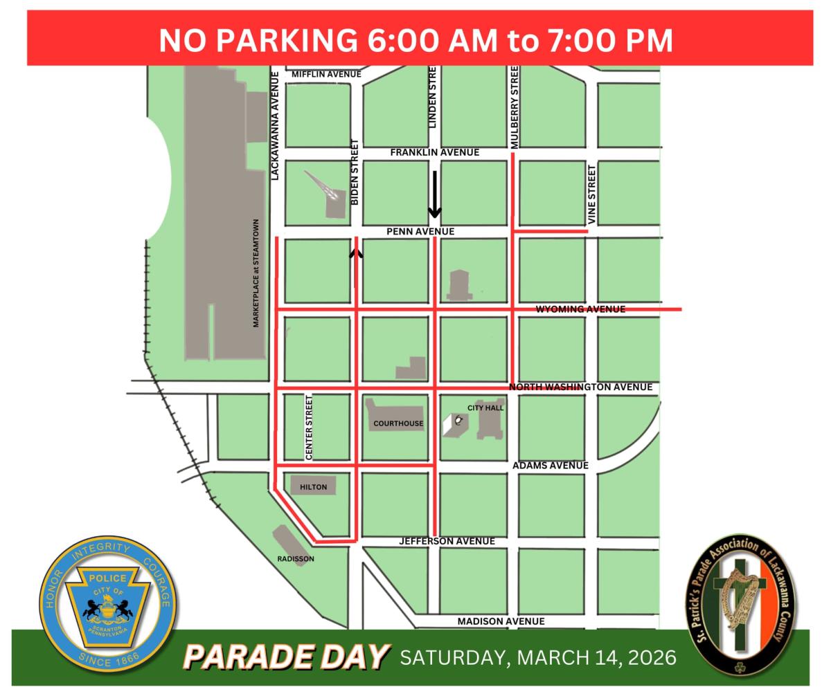 Scranton St Patrick's Parade • Street Closures 2026