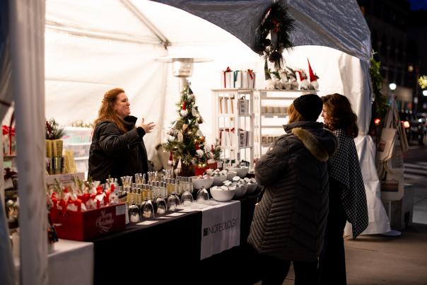 women shopping at a vendor at the Lackawanna Winter Market