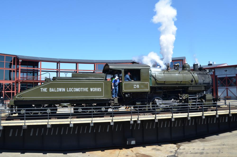 Baldwin locomotive on the turntable at Steamtown National Historic Site in Scranton, PA