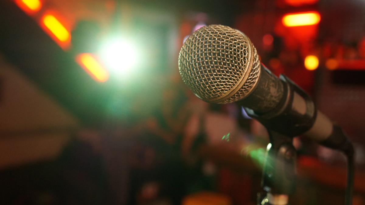 Microphone on a stage