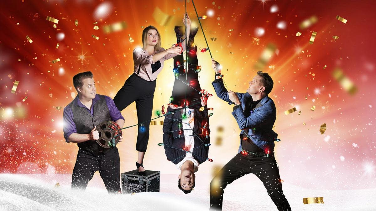 A promotional flyer for the Champions of Magic: Holiday Spectacular at the Scranton Cultural Center